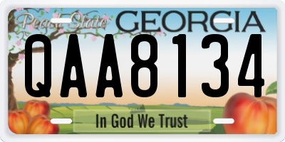 GA license plate QAA8134