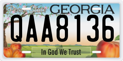 GA license plate QAA8136