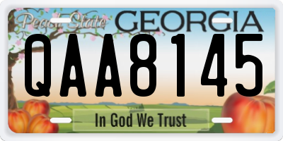 GA license plate QAA8145
