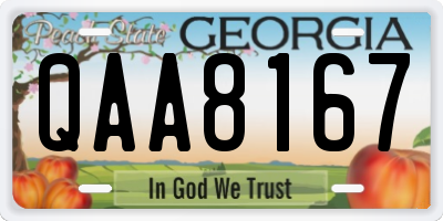 GA license plate QAA8167