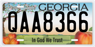 GA license plate QAA8366