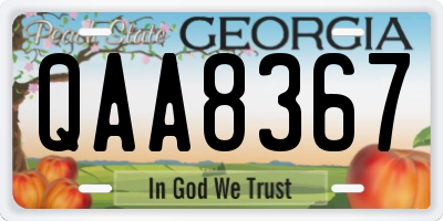 GA license plate QAA8367