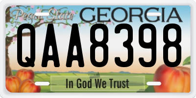 GA license plate QAA8398