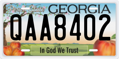 GA license plate QAA8402