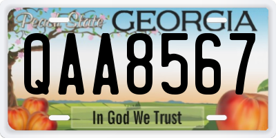 GA license plate QAA8567