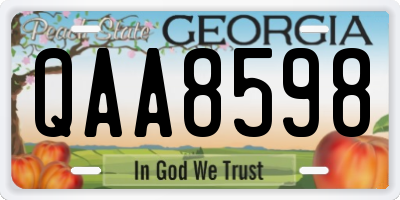 GA license plate QAA8598