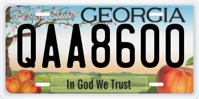 GA license plate QAA8600