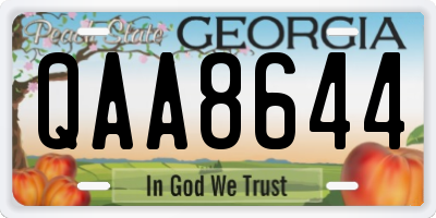 GA license plate QAA8644