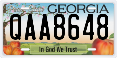 GA license plate QAA8648
