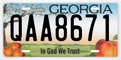GA license plate QAA8671