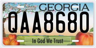 GA license plate QAA8680