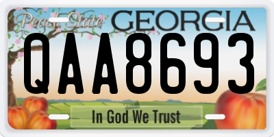 GA license plate QAA8693