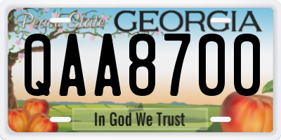 GA license plate QAA8700