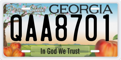 GA license plate QAA8701