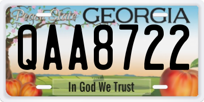 GA license plate QAA8722