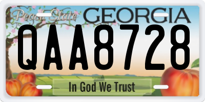 GA license plate QAA8728