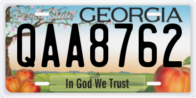 GA license plate QAA8762