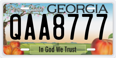GA license plate QAA8777