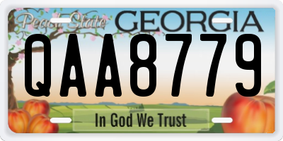 GA license plate QAA8779