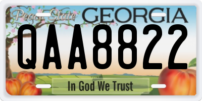 GA license plate QAA8822