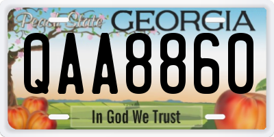 GA license plate QAA8860