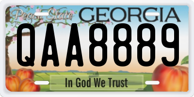 GA license plate QAA8889