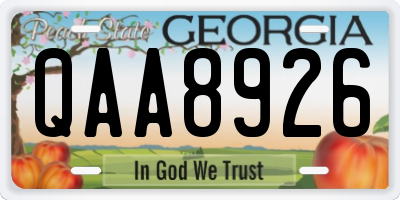 GA license plate QAA8926