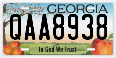 GA license plate QAA8938