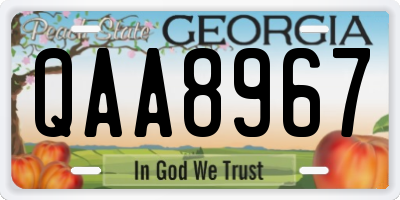 GA license plate QAA8967