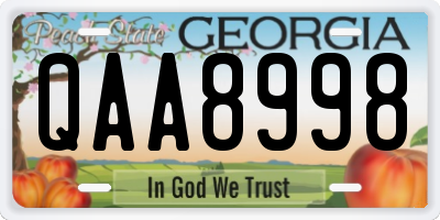 GA license plate QAA8998