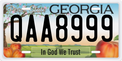 GA license plate QAA8999