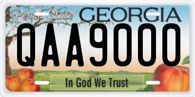 GA license plate QAA9000