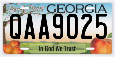 GA license plate QAA9025