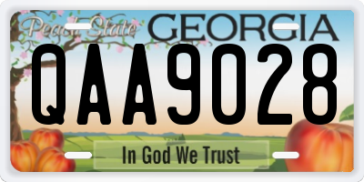 GA license plate QAA9028