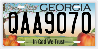 GA license plate QAA9070