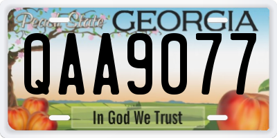 GA license plate QAA9077