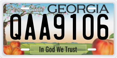 GA license plate QAA9106