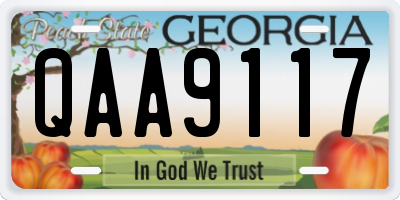 GA license plate QAA9117