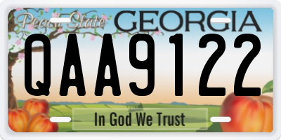GA license plate QAA9122