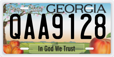 GA license plate QAA9128