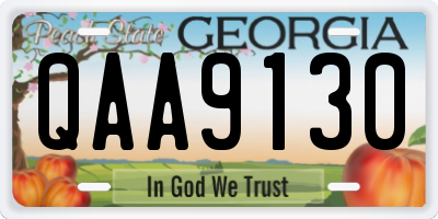 GA license plate QAA9130