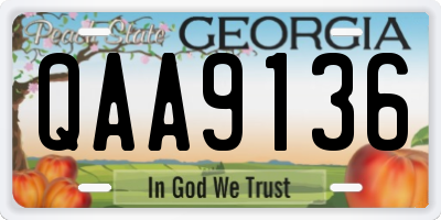 GA license plate QAA9136