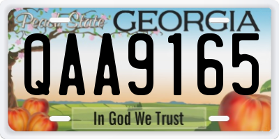 GA license plate QAA9165