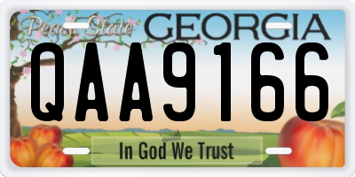 GA license plate QAA9166