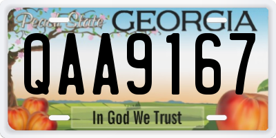 GA license plate QAA9167