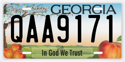 GA license plate QAA9171