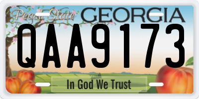 GA license plate QAA9173