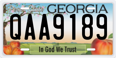 GA license plate QAA9189