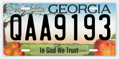 GA license plate QAA9193