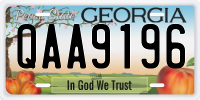 GA license plate QAA9196